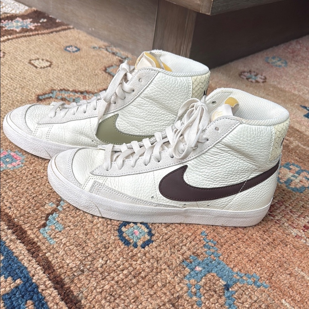 Nike Blazers Espresso and Olive with snakeskin